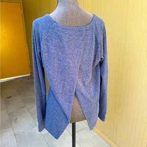 NWT CHASER Cross Back Raglan Knit Long Sleeve Pullover Top in Pacific M